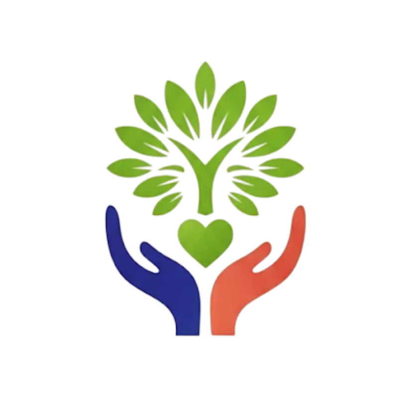 Gráfico abstracto que muestra la unión de dos engranajes: uno azul/gris (empresa) y otro verde/naranja (comunidad/apoyo), simbolizando la sinergia entre lo corporativo y la responsabilidad social.